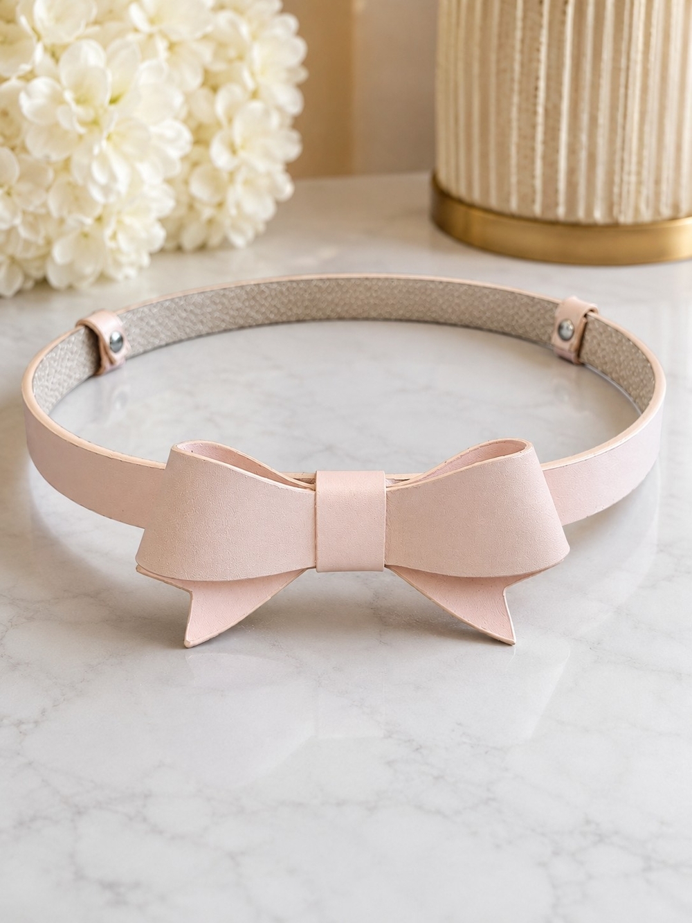 Alannah Hill Blush Pink Genuine Leather Bow Belt Adjustable 18"-35"